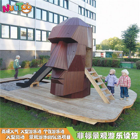 戶外景觀雕塑 大型藝術(shù)人頭組合滑梯 非標游樂設(shè)施定制廠家